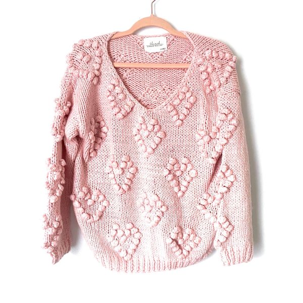 Chicwish Pink Heart Bubble Knit Sweater- Size ~ S Sale