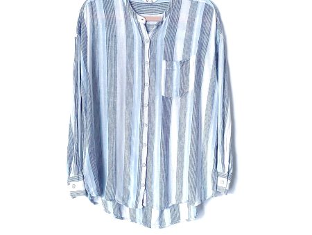 Splendid Blue Striped Button Up Long Sleeve Top- Size S For Cheap