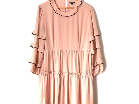 Who What Wear Pink Collar Ruffle Sleeve Dress with Black Threading Trim- Size L Discount