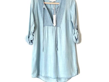 Lovestitch Chambray Roll Tab Sleeve Shift Dress NWT- Size M (sold out online) For Cheap