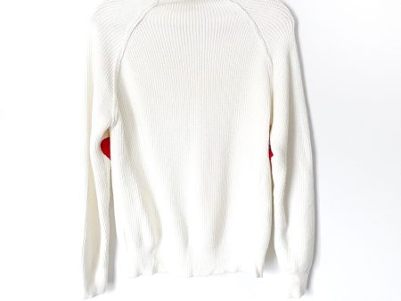 Chicwish White Heart Elbow Mock Neck Knit Sweater- Size ~S M on Sale