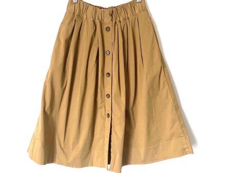 J. Crew Khaki Button Up Midi Skirt- Size 2 Sale