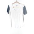 Socialite White Grey Sleeves V Neck Top- Size S Discount