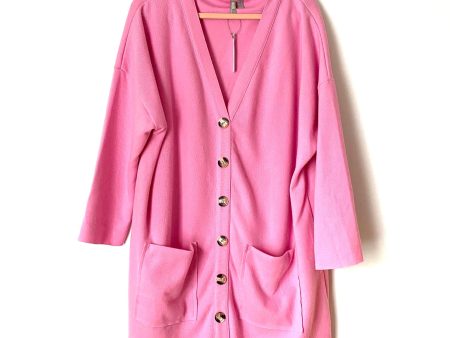 ASOS Pink Faux Button Up Dress with Front Pockets NWT- Size 12 on Sale