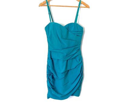 Venus Teal Ruched Tank or Strapless Dress- Size 2 (removable straps) Hot on Sale