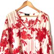 Vici Red and White Floral Print Poncho Style Top- Size S on Sale