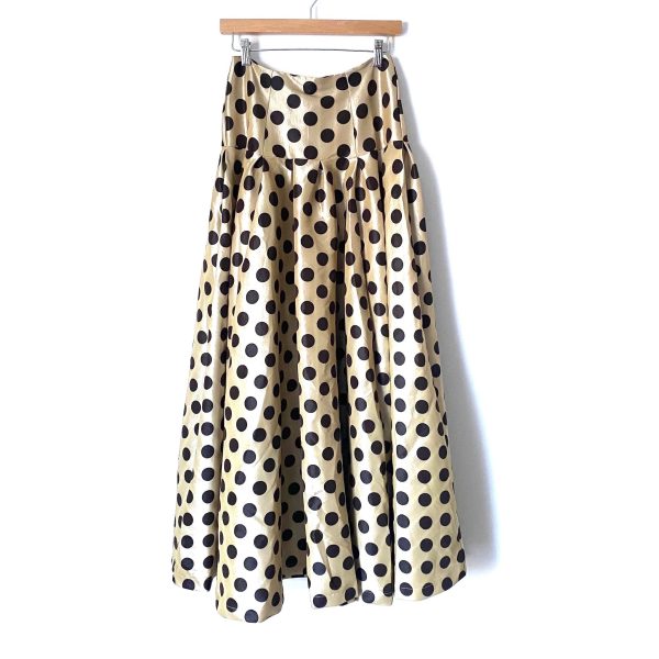 Shabby Apple Tan and Black Polka Dot High Waisted Skirt- Size 0 2 For Cheap