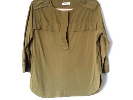 Madewell Olive Utility Long Sleeve with Half Hidden Buttons- Size S on Sale