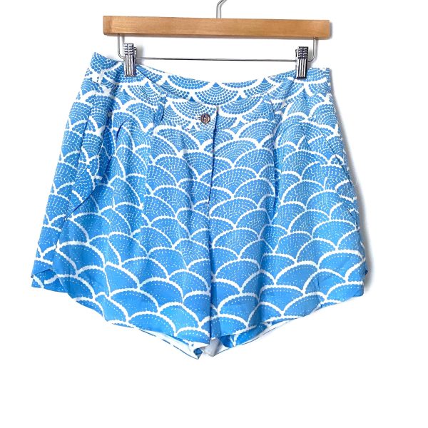 Annie Griffin Blue Printed Silk Shorts- Size 10 Fashion