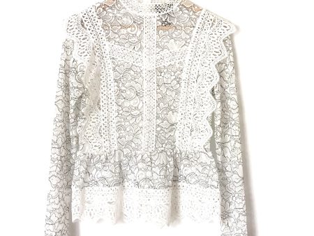 Vici White and Black Crochet & Lace Long Sleeve Mock Neck Blouse- Size S Supply