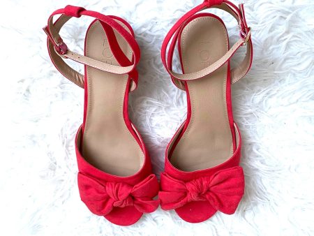 Loft Red Bow Open Toe Block Heels- Size 11 (see notes) on Sale