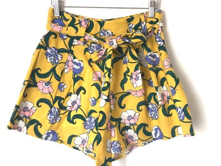 Moon River Yellow Floral Belted Shorts- Size S Discount