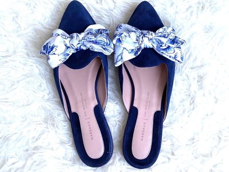 Margaux Gal Meets Glam Blue Bow Mules- Size 42 For Sale