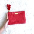 Babe Lash Red Animal Print Small Tassel Clutch Online Sale