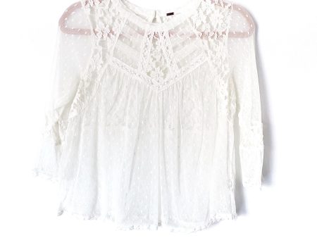 Free People Ivory Lace Blouse- Size M (fits like a small) Online Sale