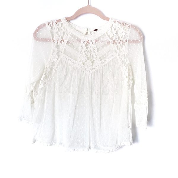 Free People Ivory Lace Blouse- Size M (fits like a small) Online Sale