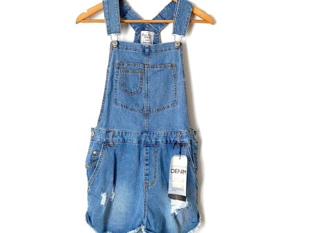 Love Tree Denim (Pink Lily) Distressed Overalls NWT- Size S (sold out online) For Sale