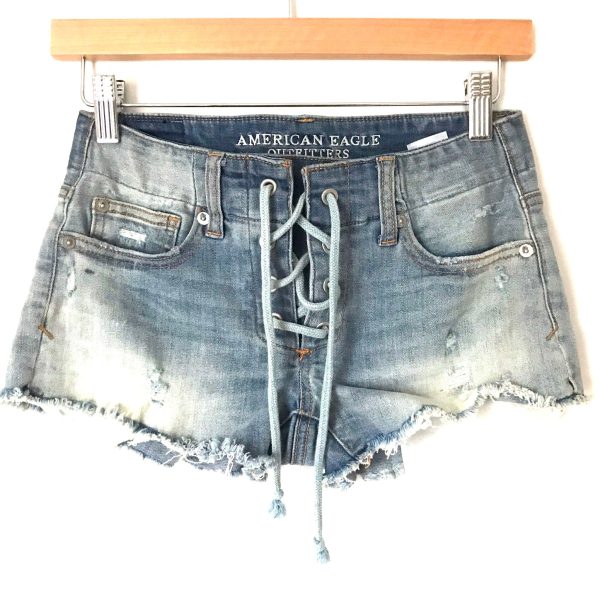 American Eagle Super Stretch Distressed Shorts- Size 0 Cheap