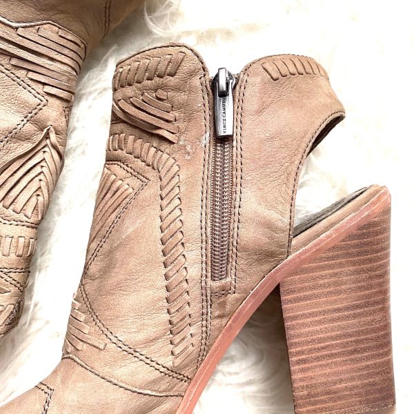 Vince Camuto Tan Peep Toe Block Heel Booties- Size 10 (see notes) For Cheap