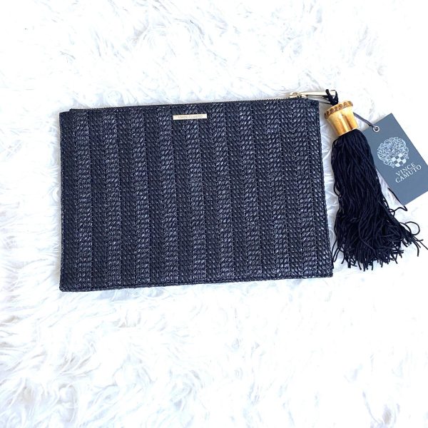 Vince Camuto Black Tassel Clutch NWT For Sale