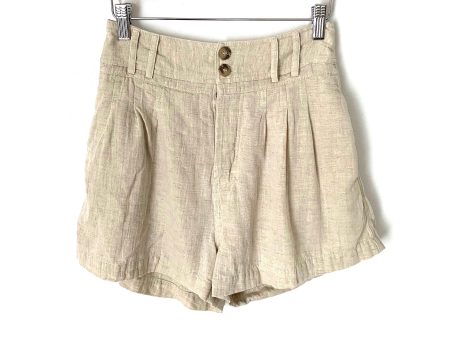 ASTR Khaki Button Up High Waisted Pleated Lined Shorts- Size S Fashion