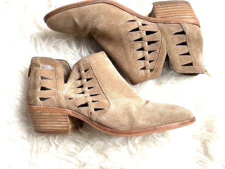 Vince Camuto Tan Suede Side Cut Out and Zipper Back Booties- Size 9 For Cheap