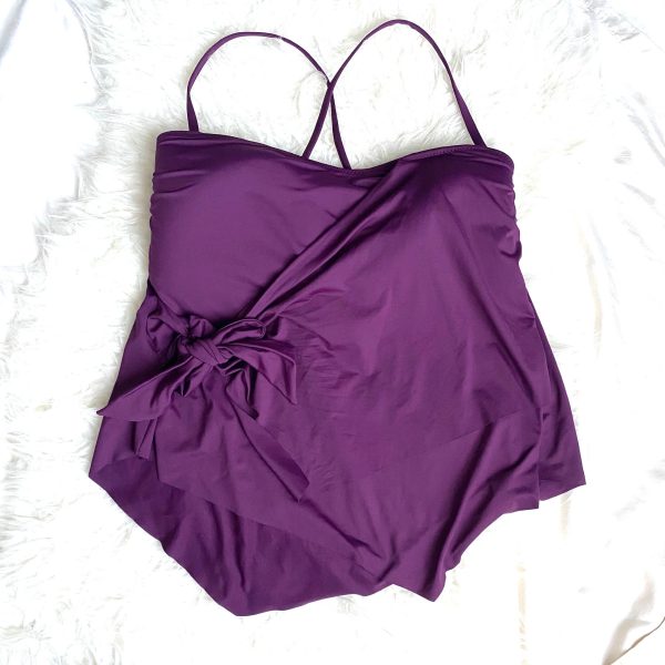 Becca ETC Purple Mulit Way Straps Front Tie Tankini Top NWT- Size 1X 16-18 (TOP ONLY) For Sale