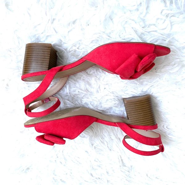 Loft Red Bow Open Toe Block Heels- Size 11 (see notes) on Sale