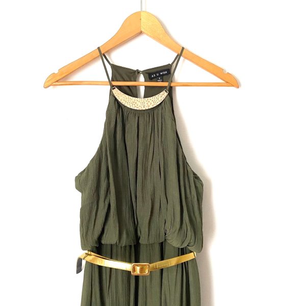 As U Wish Green Belted Maxi Dress- Size S Online