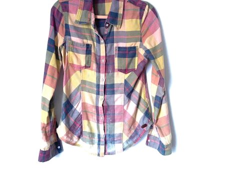 Roxy Pink and Purple Plaid Button Up- Size S on Sale