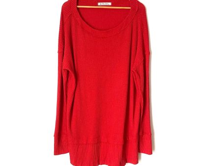 We The Free Red Waffle Knit Oversized Top- Size L Fashion