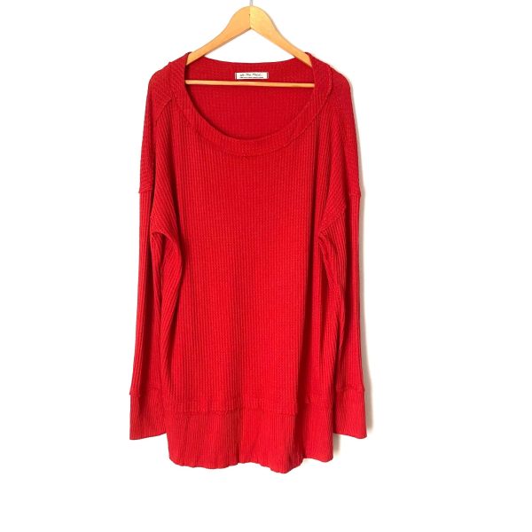 We The Free Red Waffle Knit Oversized Top- Size L Fashion