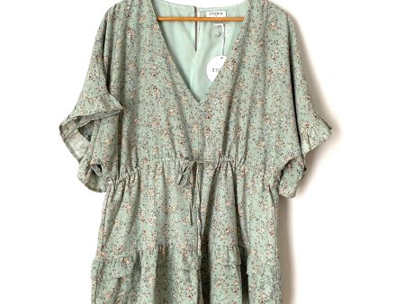 Storia Mint Floral Drawstring Waist Romper NWT- Size M on Sale