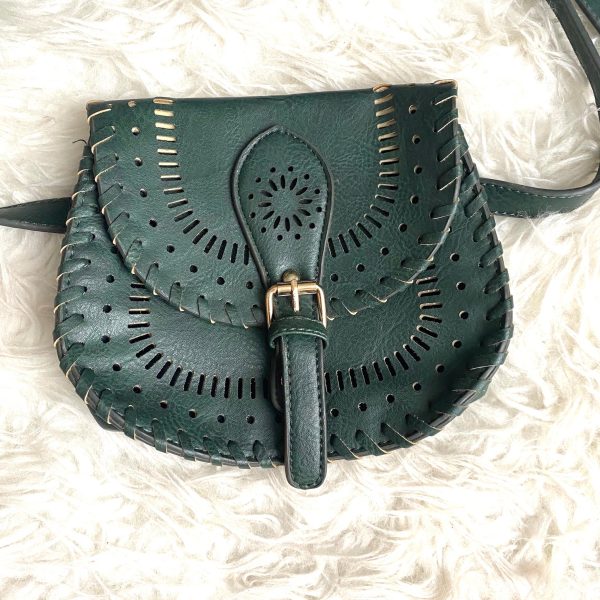 No Brand Green Leather Saddle Bag on Sale