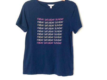 Time and Tru Navy “Friday Saturday Sunday” Top- Size XS Discount