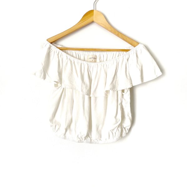 Vestique White Off the Shoulder Crop Top- Size S For Sale