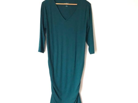 Isabel by Ingrid & Isabel Teal Ribbed V Neck Maternity Dress-Size L Cheap