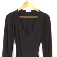 Vestique Black V-Neck Long Sleeve Bodysuit- Size S Fashion