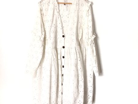 ASOS White Eyelet Button Up Dress NWT- Size 14 Hot on Sale