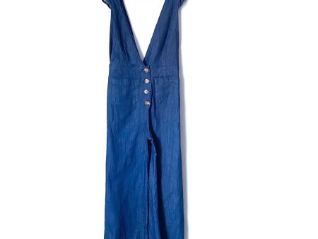 Clayton Denim Button Up Plunge Cropped Jumpsuit- Size M (sold out online) Online Hot Sale