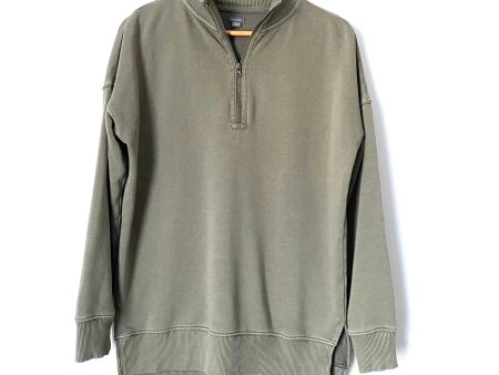 Aerie Olive Green 1 4 Zip Pullover with Side Slits- Size XS Supply