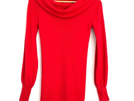 Worthington Red Ribbed Off the Shoulder Sweater NWT- Size XS For Cheap