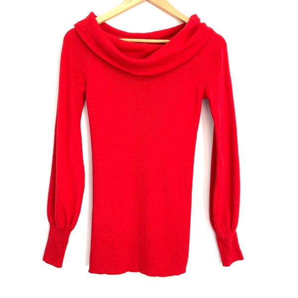 Worthington Red Ribbed Off the Shoulder Sweater NWT- Size XS For Cheap