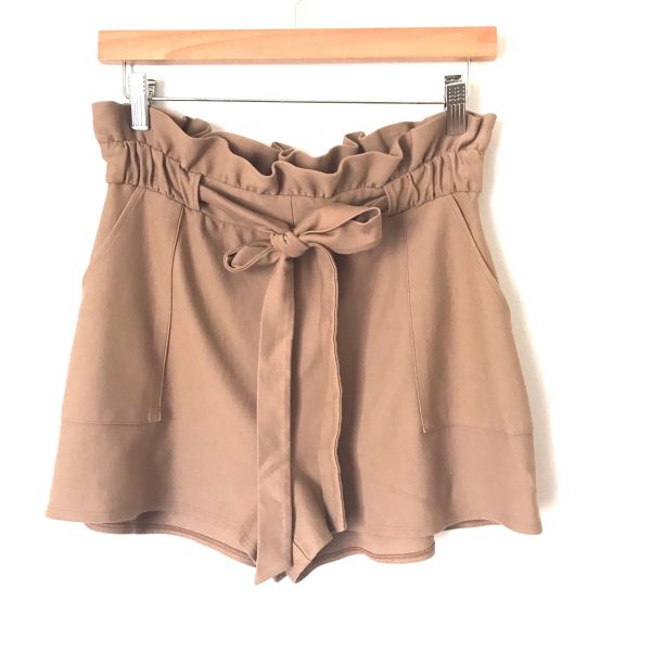 Express Coffee Paperbag Waist Shorts- Size S on Sale