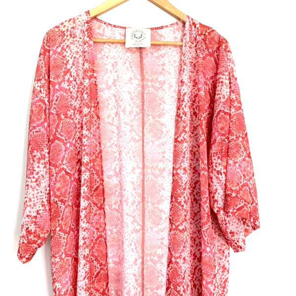 Fantastic Fawn Sheer Pink Snakeskin Kimono - Size S Online Sale