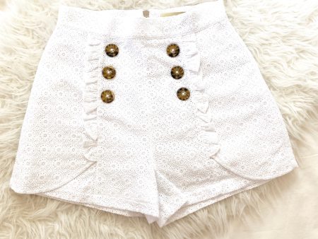 Lauren James White Crochet Ruffle Shorts- Size S on Sale