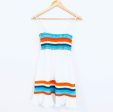 Surf Gypsy White Linen Cover Up with Blue and Orange Stripes- Size S Supply