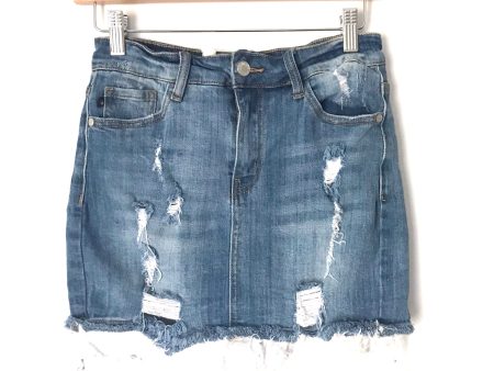 Judy Blue Distressed Denim Cut Off Skirt- Size S Discount