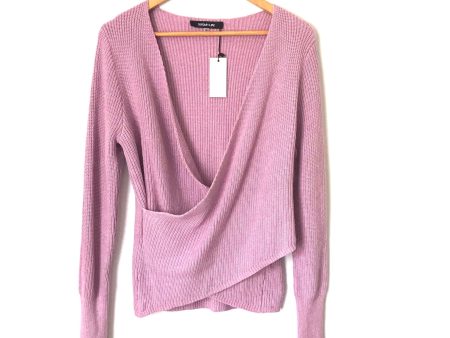 Sugar + Lips Pink Purple Knit Wrap Look Sweater NWT- Size XS S For Sale