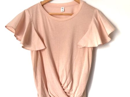 BP. Blush Twist Front Ruffle Sleeve Short Sleeve Top- Size S Online